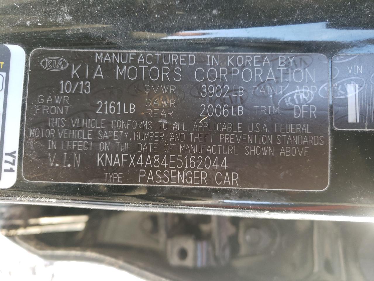 KNAFX4A84E5162044 2014 Kia Forte Ex