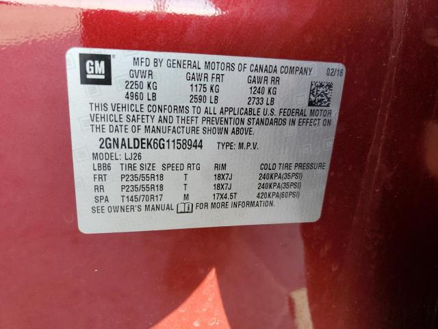 2016 CHEVROLET EQUINOX LT 2GNALDEK6G1158944