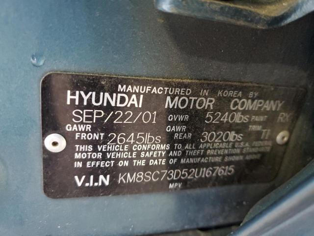 2002 Hyundai Santa Fe Gls VIN: KM8SC73D52U167615 Lot: 41379514