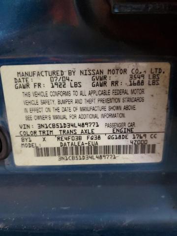2004 Nissan Sentra 1.8 VIN: 3N1CB51D34L489771 Lot: 41629384