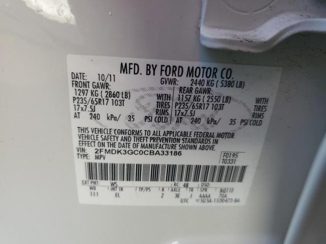 2012 Ford Edge Se VIN: 2FMDK3GC0CBA33186 Lot: 53194344