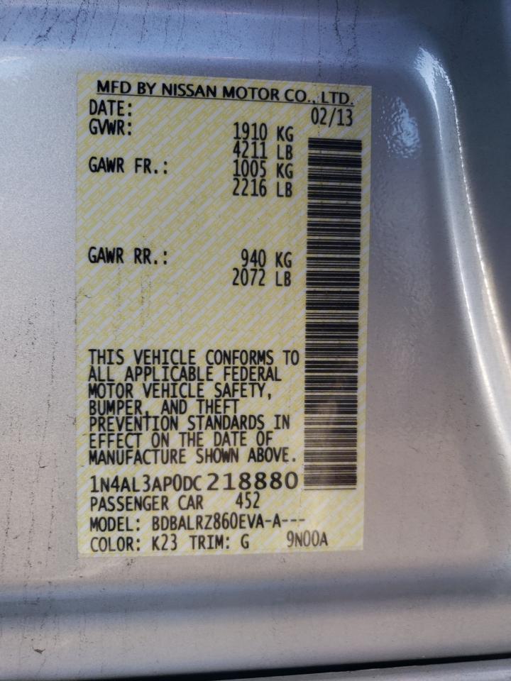 2013 Nissan Altima 2.5 vin: 1N4AL3AP0DC218880