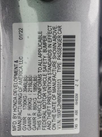 2022 HONDA CIVIC SPOR - 19XFL2H86NE010313