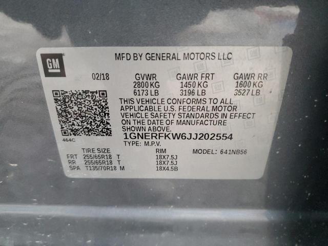 2018 CHEVROLET TRAVERSE L 1GNERFKW6JJ202554