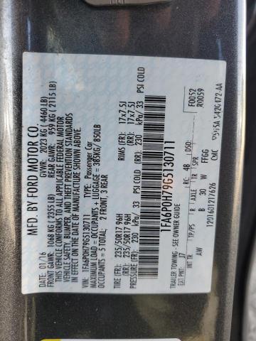 2016 Ford Fusion Se VIN: 1FA6P0H79G5130711 Lot: 40043094