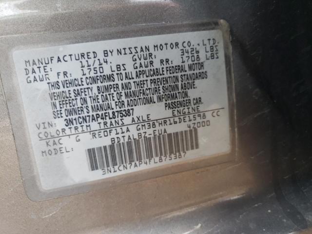 3N1CN7AP4FL875387 2015 Nissan Versa S