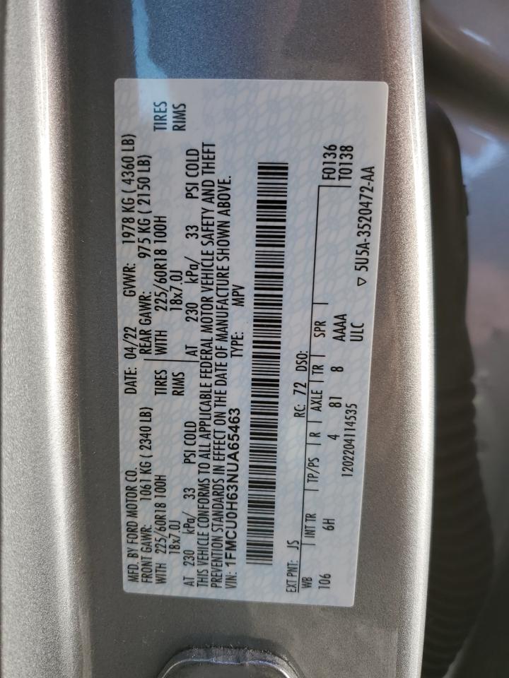 1fmcu0h63nua65463 1FMCU0H63NUA65463 2022 Ford Escape Sel