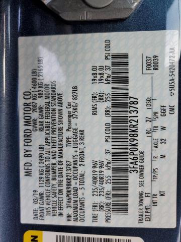 3FA6P0K98KR213787 2019 FORD FUSION - Image 12