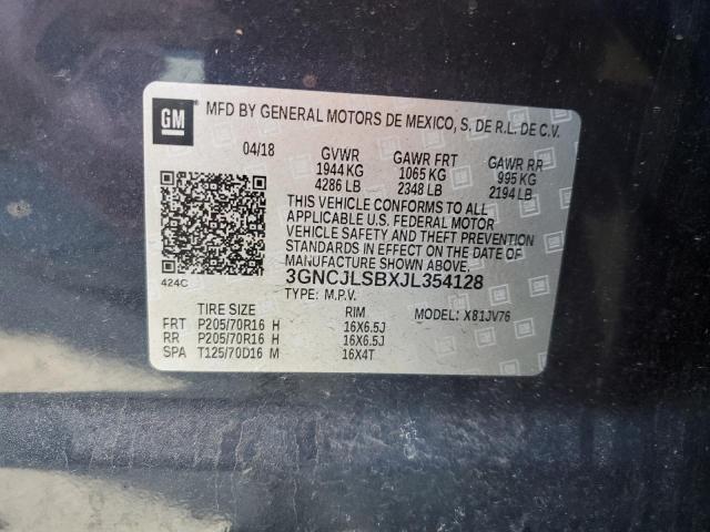 2018 CHEVROLET TRAX 1LT 3GNCJLSBXJL354128