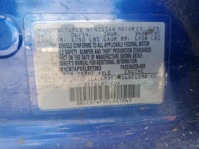 2015 NISSAN VERSA S 3N1CN7APXFL827263