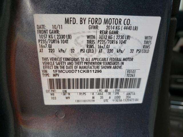 2012 Ford Escape Xlt VIN: 1FMCU0D71CKB11296 Lot: 44577454