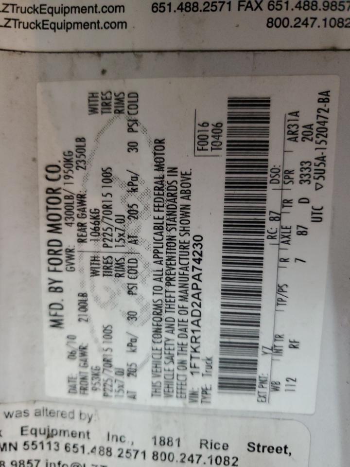 1FTKR1AD2APA74230 2010 Ford Ranger