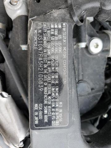2017 SUZUKI GSX-R600 JS1GN7FA5H2100839