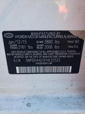 2015 HYUNDAI ELANTRA SE 5NPDH4AE0FH632522