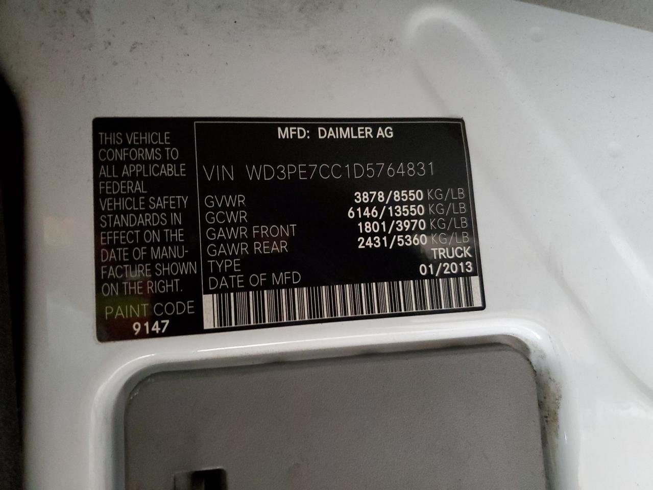 WD3PE7CC1D5764831 2013 Mercedes-Benz Sprinter 2500
