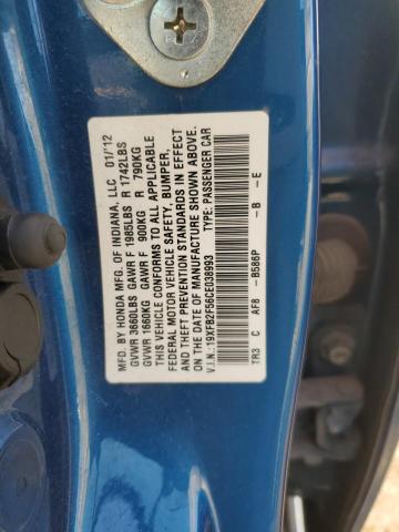 2012 Honda Civic Lx VIN: 19XFB2F56CE038993 Lot: 44388814