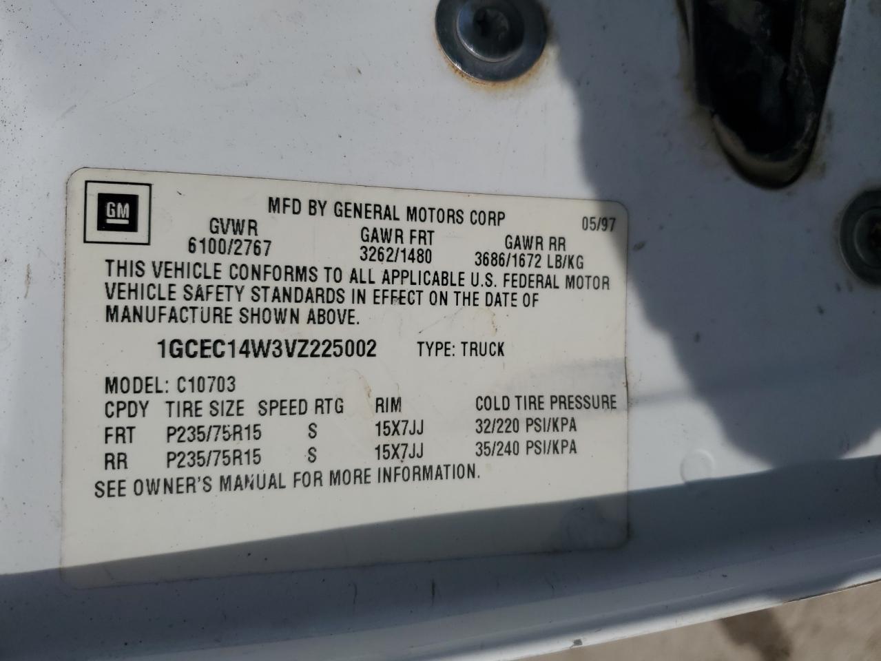 1GCEC14W3VZ225002 1997 Chevrolet Gmt-400 C1500