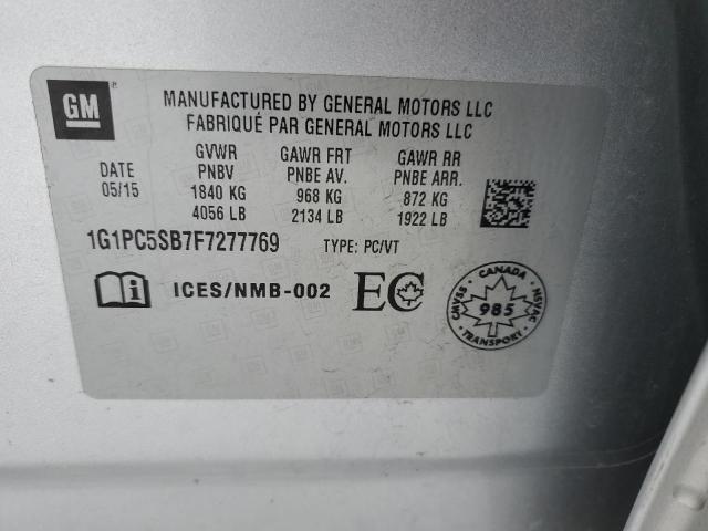 2015 CHEVROLET CRUZE LT 1G1PC5SB7F7277769