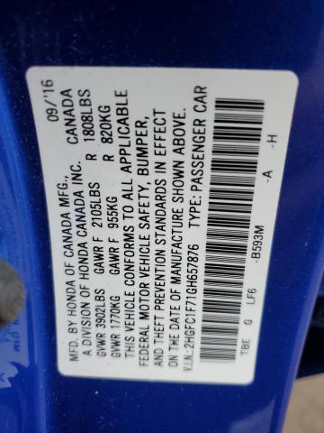 2016 HONDA CIVIC EXL - 2HGFC1F71GH657876