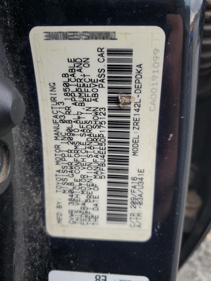 5YFBU4EE5DP175123 2013 Toyota Corolla Base