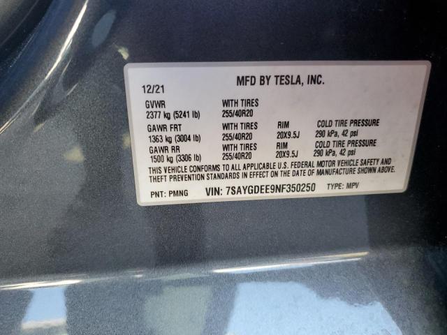 2022 Tesla Model Y VIN: 7SAYGDEE9NF350250 Lot: 44977044