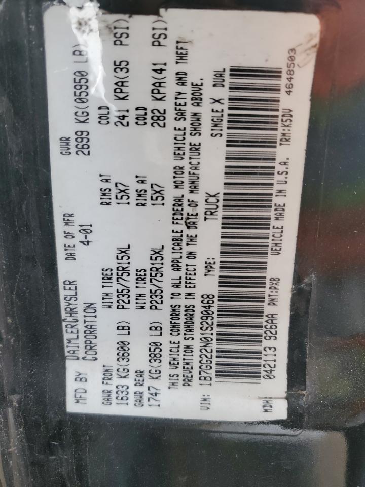 1B7GG22N01S290468 2001 Dodge Dakota