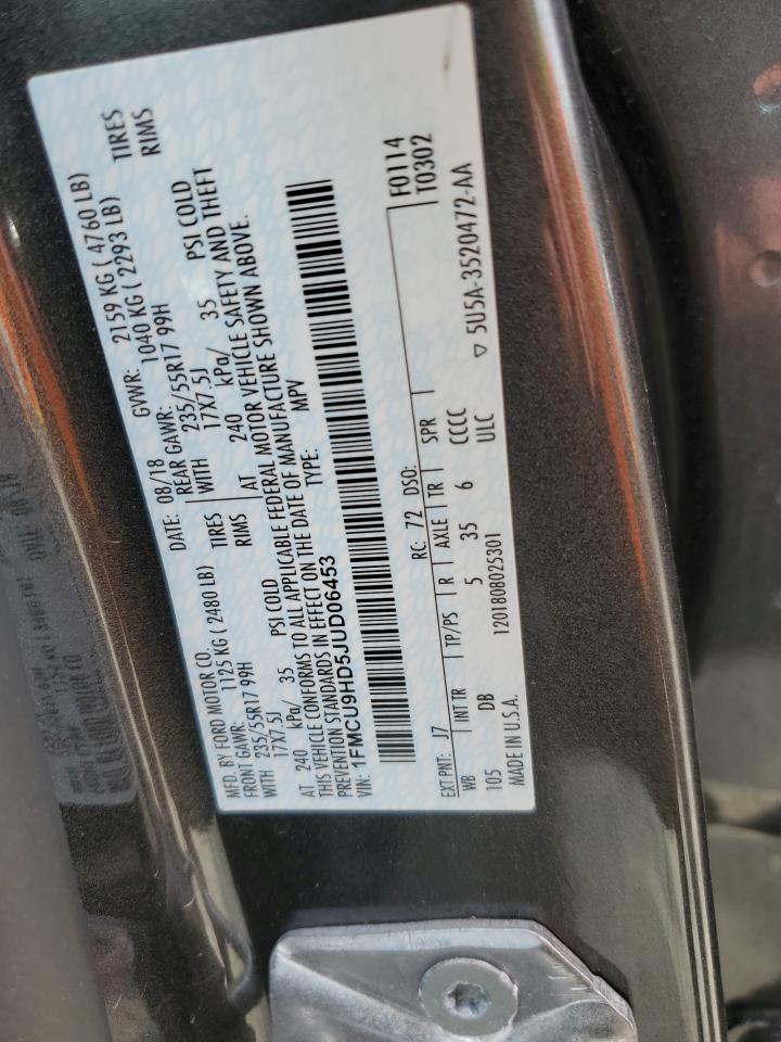 VIN: 1FMCU9HD5JUD06453 2018 FORD ESCAPE
