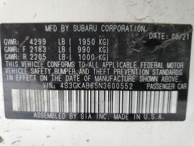 2022 SUBARU IMPREZA 4S3GKAB65N3600552