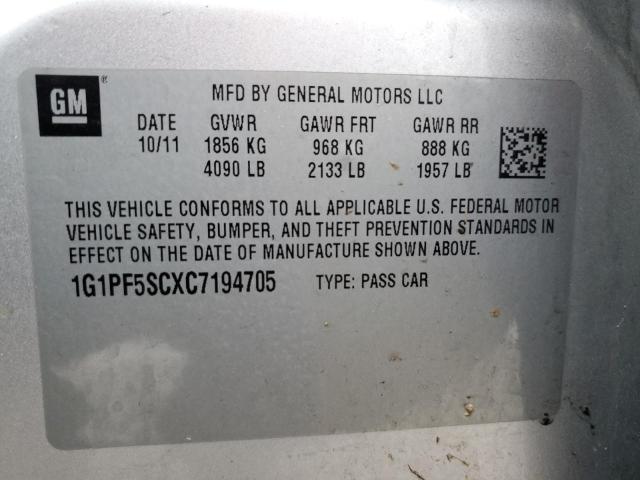 2012 Chevrolet Cruze Lt VIN: 1G1PF5SCXC7194705 Lot: 40099444