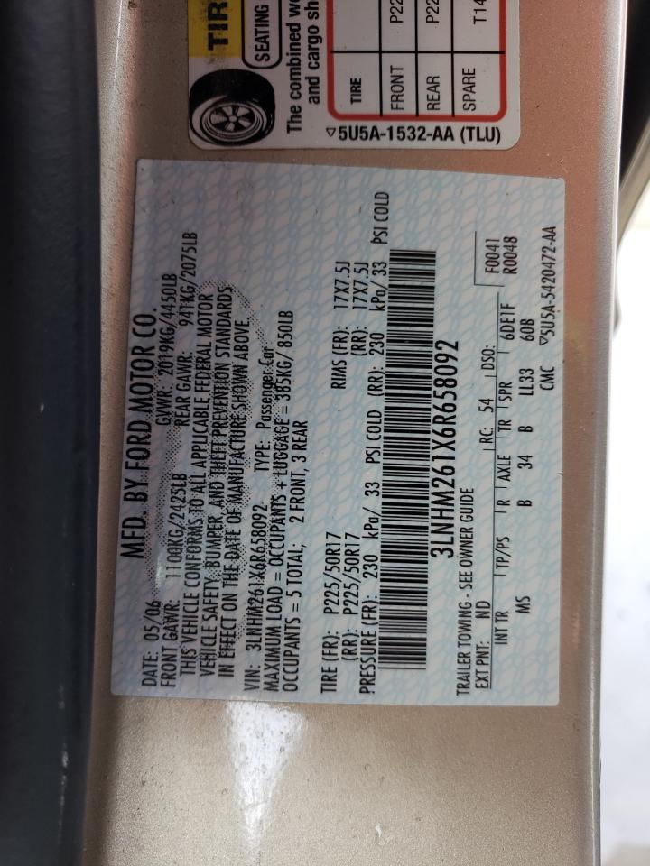 3LNHM261X6R658092 2006 Lincoln Zephyr