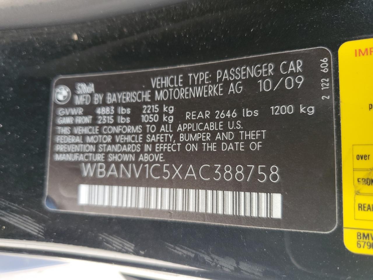 WBANV1C5XAC388758 2010 BMW 528 Xi