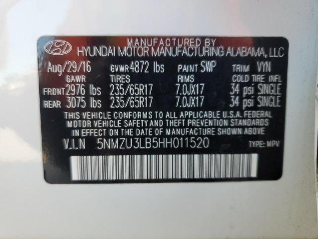 2017 HYUNDAI SANTA FE S 5NMZU3LB5HH011520