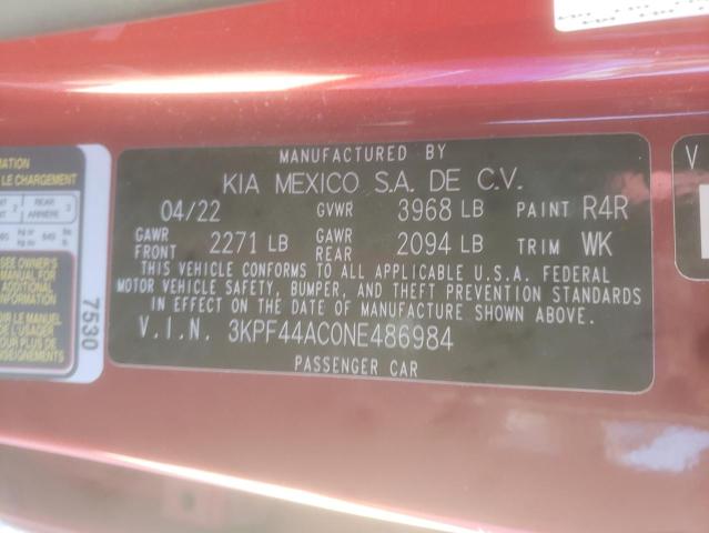2022 KIA FORTE GT 3KPF44AC0NE486984
