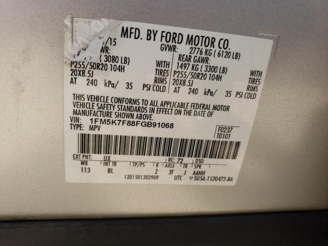 2015 FORD EXPLORER L 1FM5K7F88FGB91068