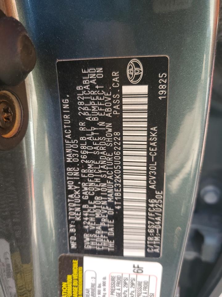 4T1BE32K05U062228 2005 Toyota Camry Le