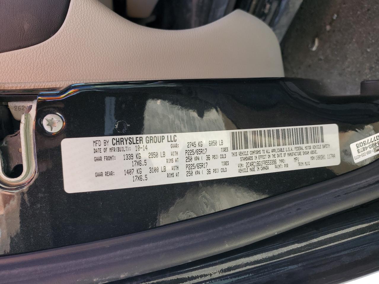 2C4RC1BG1FR553396 2015 Chrysler Town & Country Touring