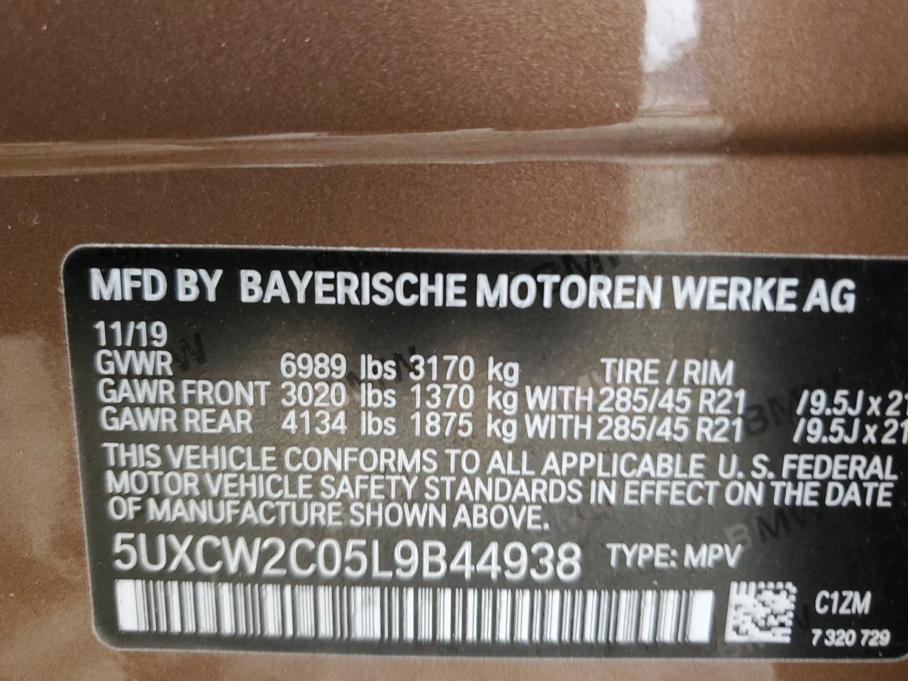 2020 BMW X7 xDrive40I vin: 5UXCW2C05L9B44938