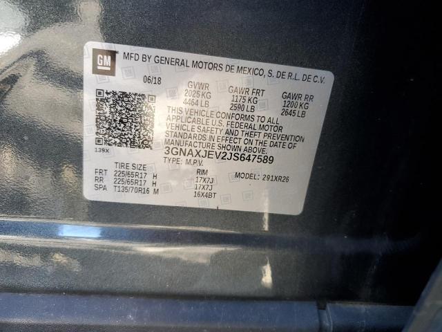 2018 Chevrolet Equinox Lt VIN: 3GNAXJEV2JS647589 Lot: 38622094