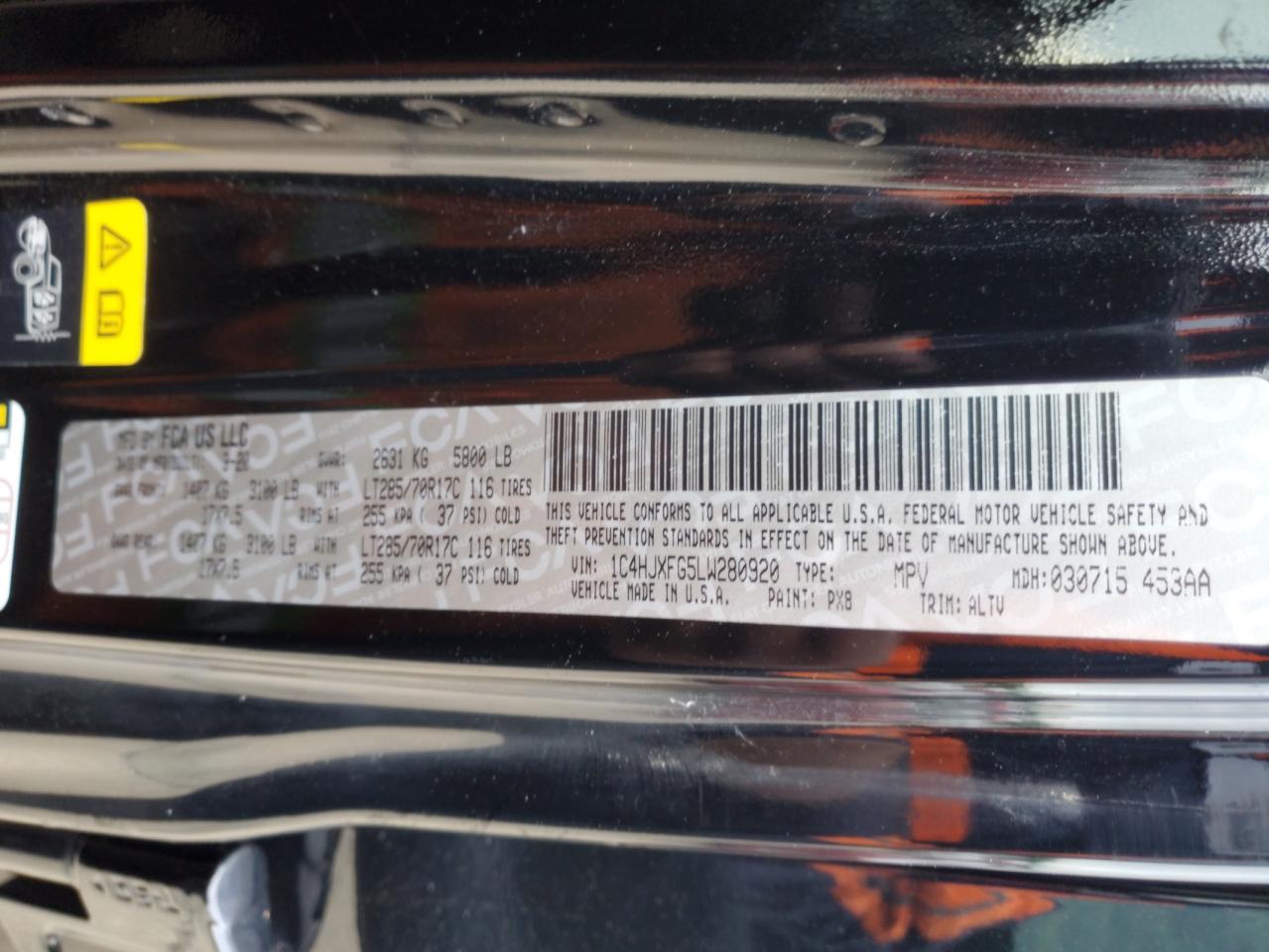 1C4HJXFG5LW280920 2020 Jeep Wrangler Unlimited Rubicon