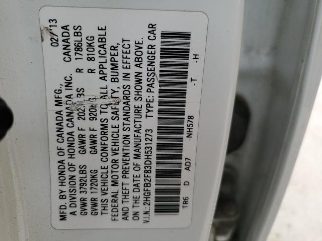 2013 Honda Civic Ex VIN: 2HGFB2F83DH531273 Lot: 43817864