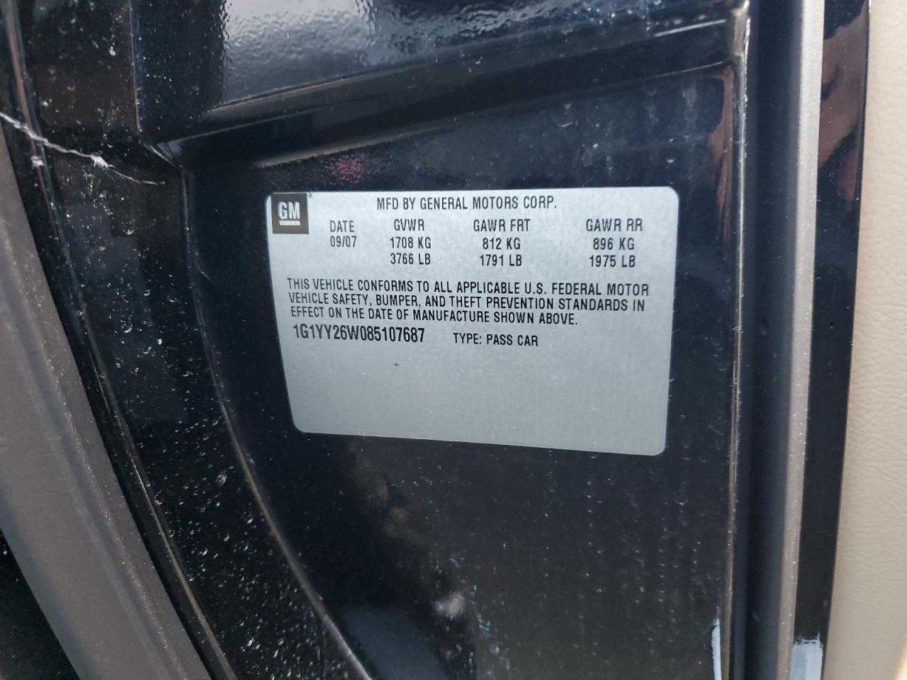 1g1yy26w085107687 1G1YY26W085107687 2008 Chevrolet Corvette