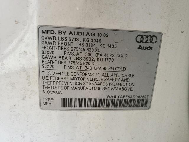 2010 Audi Q7 Premium Plus VIN: WA1LYAFE5AD002507 Lot: 40670014