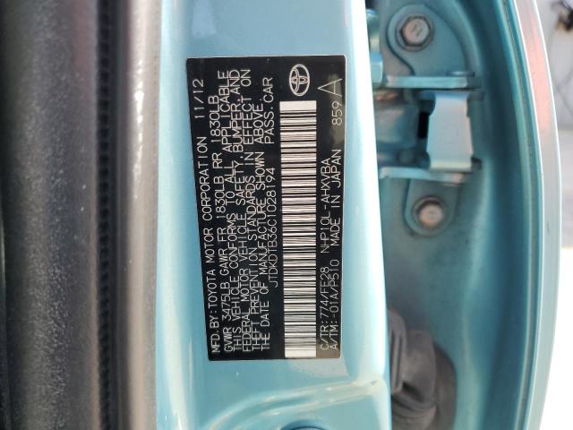 2012 Toyota Prius C VIN: JTDKDTB36C1028194 Lot: 44568324