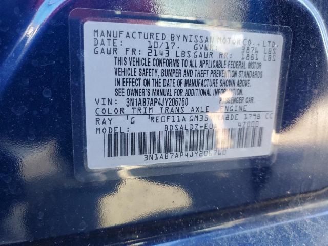 2018 NISSAN SENTRA S 3N1AB7AP4JY206760