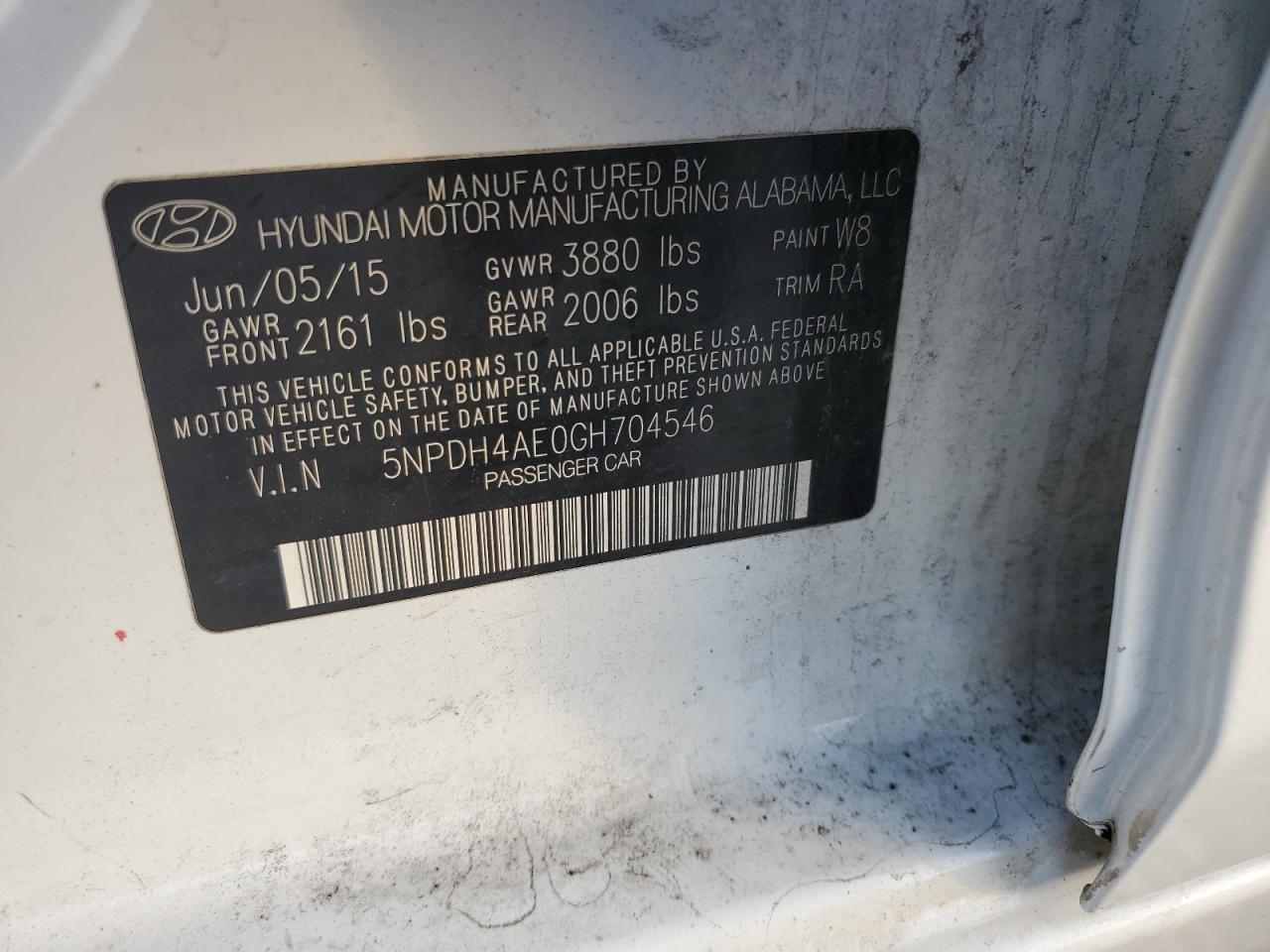 5NPDH4AE0GH704546 2016 Hyundai Elantra Se