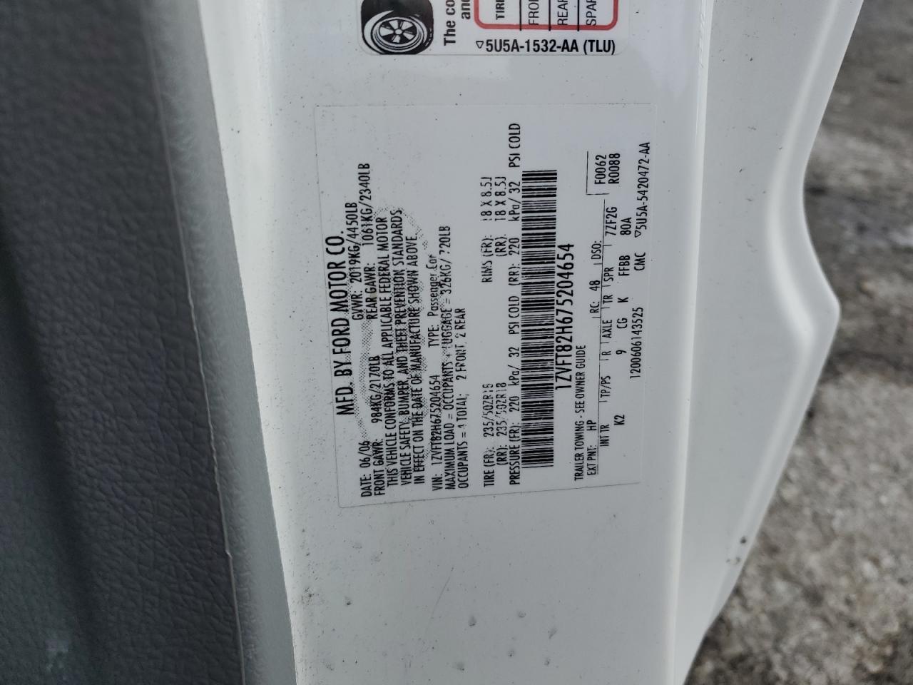 1ZVFT82H675204654 2007 Ford Mustang Gt