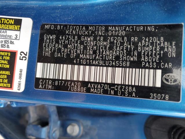 2020 TOYOTA CAMRY SE 4T1G11AK9LU345568