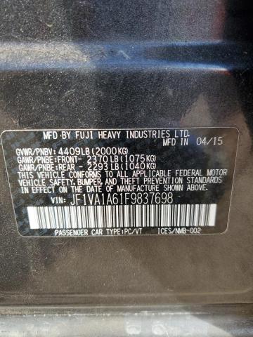 2015 SUBARU WRX JF1VA1A61F9837698