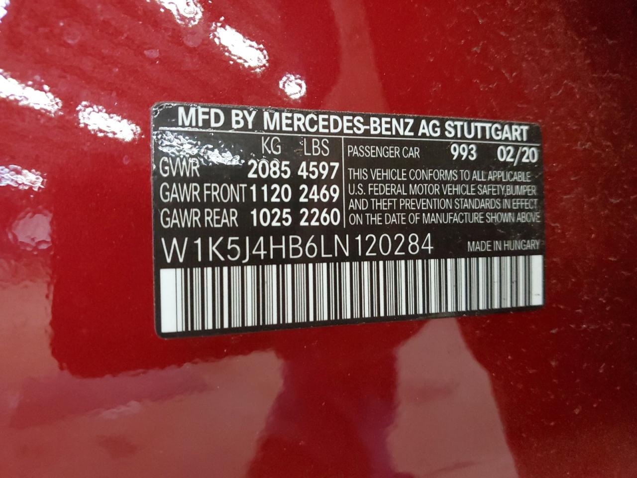 2020 Mercedes-Benz Cla 250 4Matic vin: W1K5J4HB6LN120284