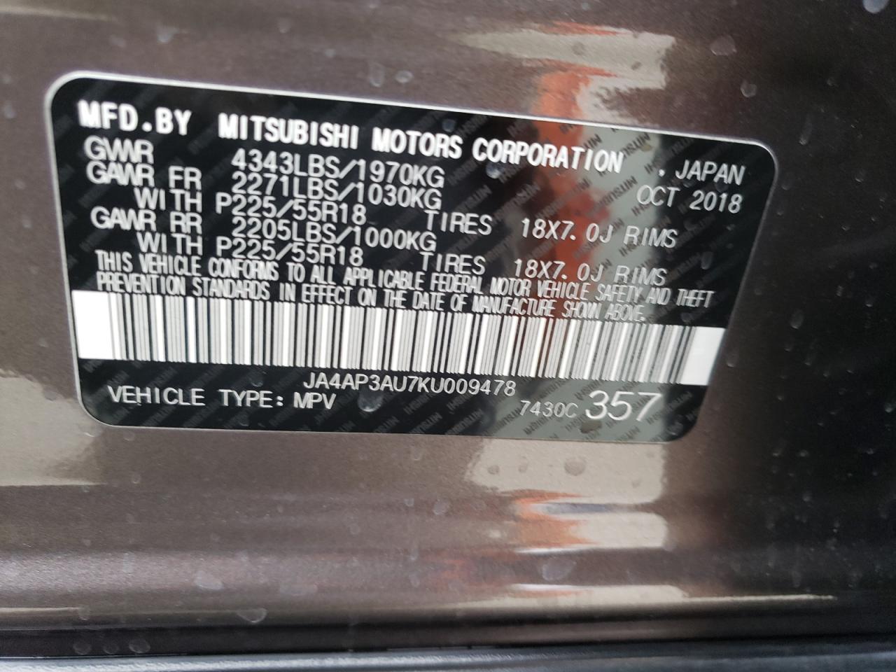 JA4AP3AU7KU009478 2019 Mitsubishi Outlander Sport Es